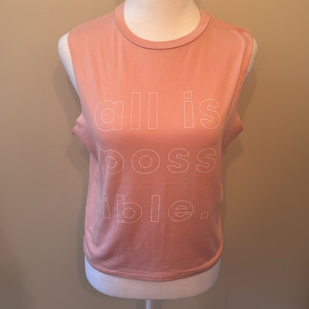 Lovers of hYOUmanity All is Possible Sleeveless Yoga Pink Top Sz Extra Small XS